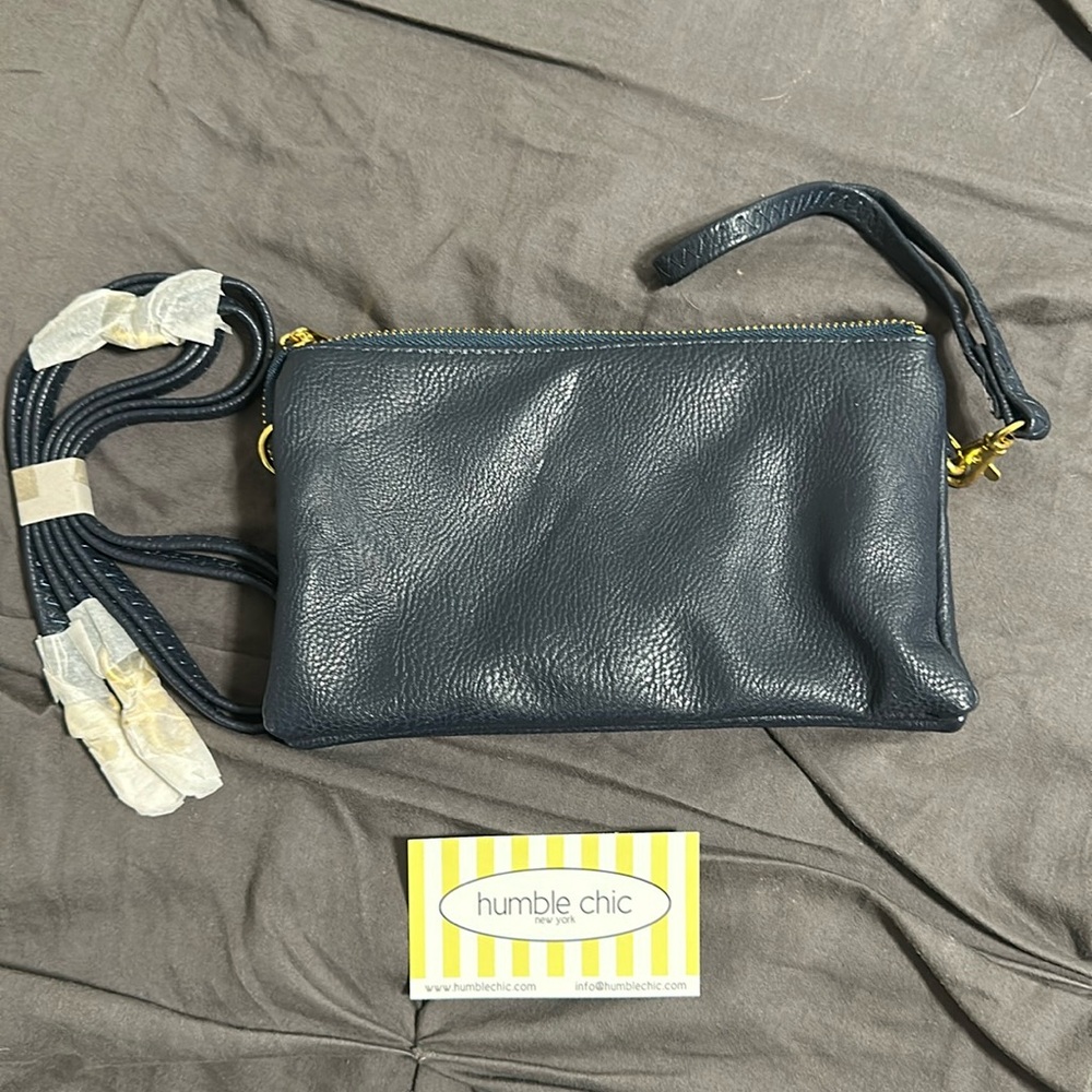 Navy blue clutch or over the shoulder bag - used once